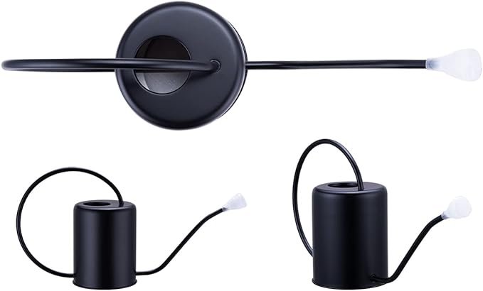 Stainless Steel Black Colored Watering Can 1/2 Gallon 68oz Long Spout Watering Pot for Indoor Plant Watering or Outdoor Gardening with 2Pcs Removable Spray Spout for Flowers