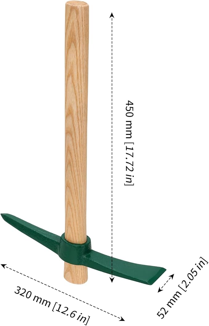 MANCHAP 2 PCS 17.7 Inch Garden Pickaxe Mattock, Small Garden Pick Axe Tool with Hardwood Handle for Gardening, Digging, Cultivating, Camping or Prospecting