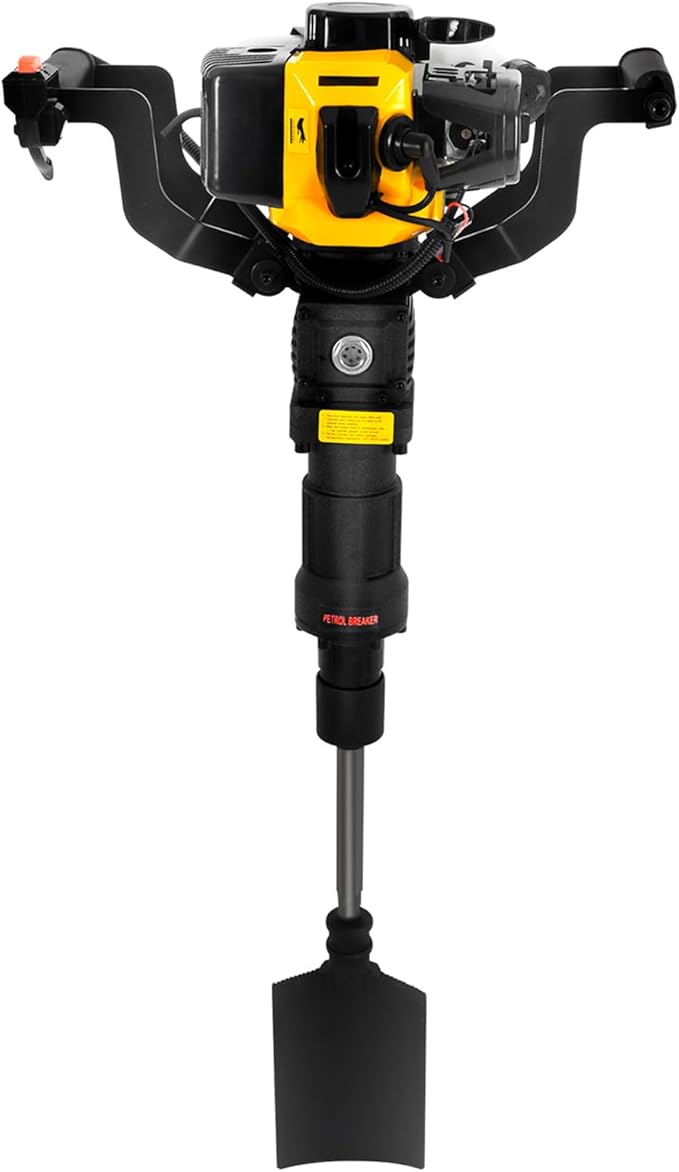 Tree Digger Machine Tree Digger 1250W 2 Stroke 6500RPM Gas Tree Planting Digging Machine Gasoline Planting Garden Tree Digger Shovel Gas Powered Garden Digger Tool Portable Trench Digger-Yellow