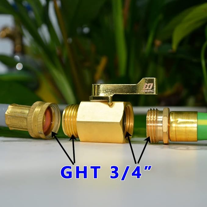 HQMPC Super Heavy Duty 3/4" Brass Shut Off Valve Garden Hose Shut Off Valve Garden Hose Connector