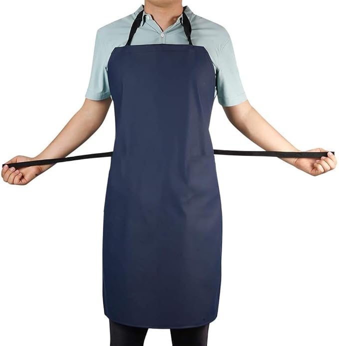 VWELL Waterproof PVC Apron, 41.5'' Long, Blue, Unisex Adult, Kitchen Cooking Work Apron