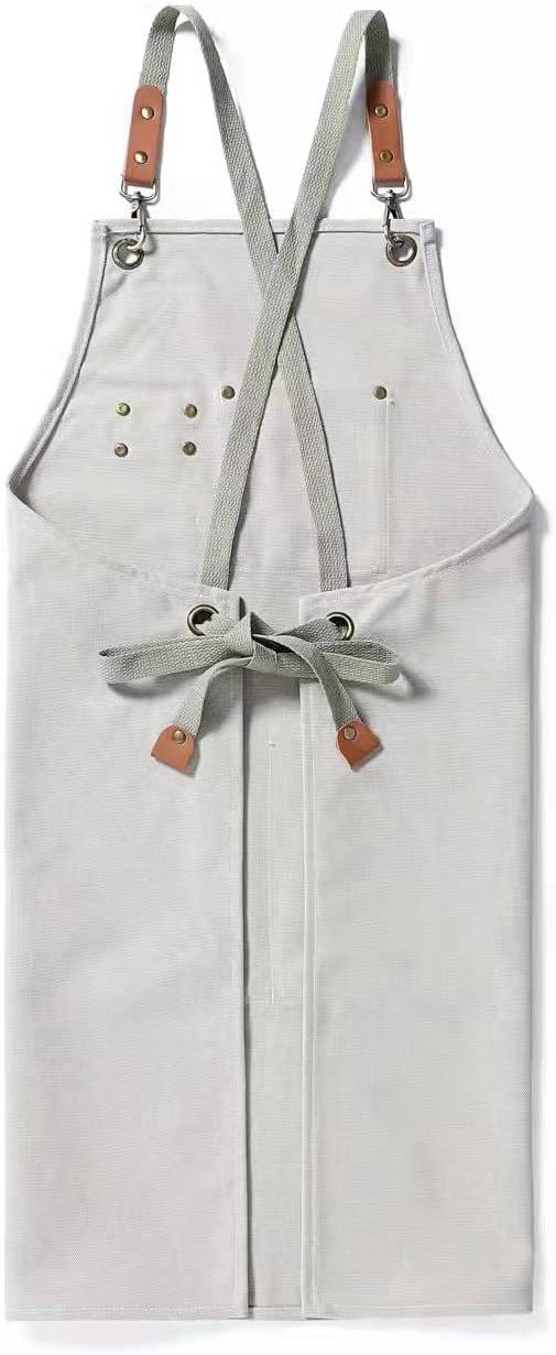 Tosewever Canvas Cross Back Chef Cotton Aprons for Men Women with Large Pockets