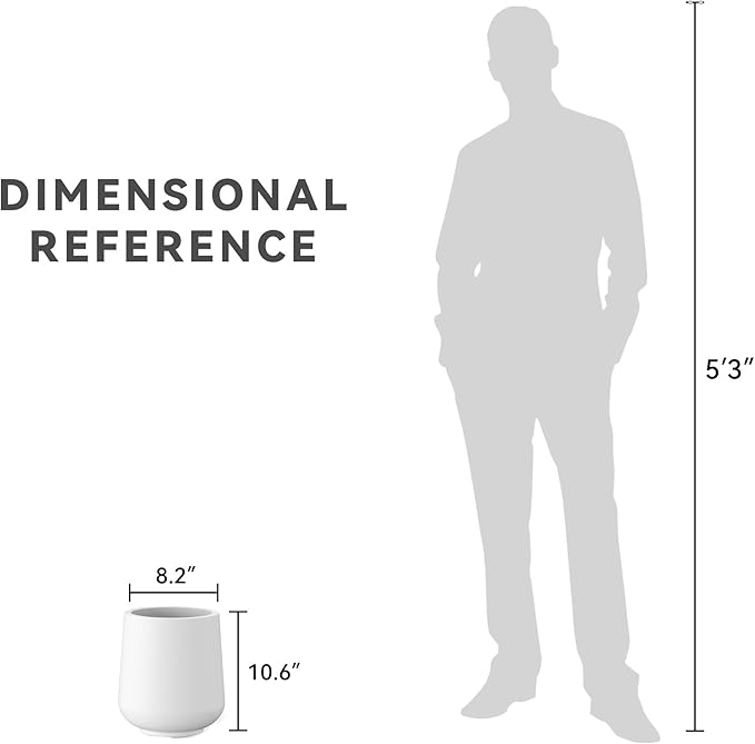 Kante 15.3-Inch Dia Round Concrete Planter, Large Plant Pot with Drainage Hole and Rubber Plug for Indoor Outdoor Use – Home, Garden, or Patio, Pure White