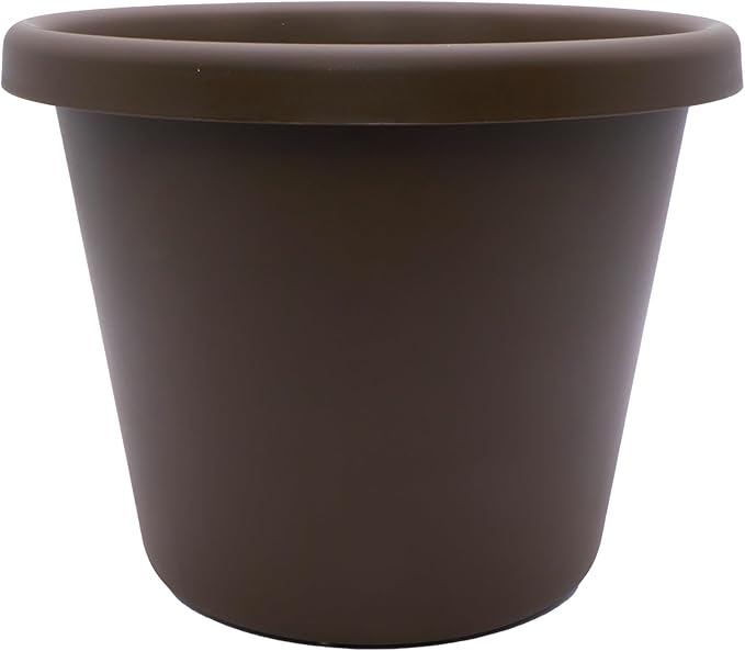 The HC Companies Classic Round Plastic Plant Pot w/Rolled Rim - Lightweight & UV Resistant Flower Pot for Herbs & More - Outdoor & Indoor Plant Pots w/Drainage (17 inch Chocolate, Pack of 1)