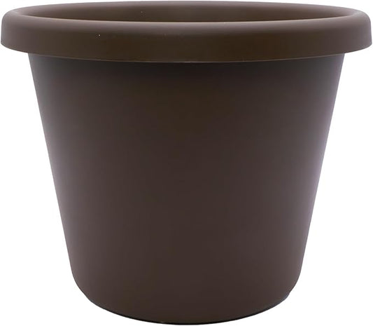 The HC Companies Classic Round Plastic Plant Pot w/Rolled Rim - Lightweight & UV Resistant Flower Pot for Herbs & More - Outdoor & Indoor Plant Pots w/Drainage (17 inch Chocolate, Pack of 1)