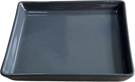 Square Plant Saucer 14 Inch 1 Pack，Plant Trays for Pots, Gray Ceramic Plant Saucers for Indoors Outdoors, Plant Drip Tray 4 6 8 10 12 14 Inch