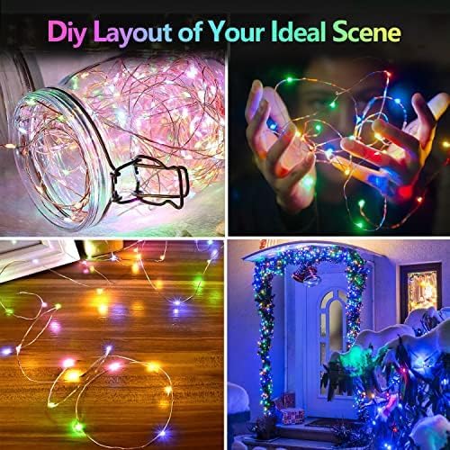 4 Pack 60 LED Christmas Fairy Lights Battery Operated with Timer, 20FT Waterproof Twinkle Lights Indoor Outdoor, String Lights for Bedroom, Wedding, DIY, Centerpiece, Christmas Decorations(Multicolor)