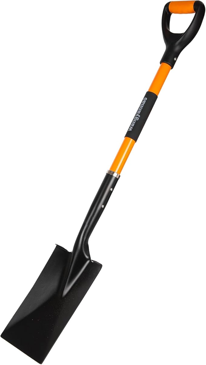 Spade Garden Shovel, Steel Flat Spade with Ergonomic D-Handle, Sharp Blade Square Shovel for Lawn Edging, Digging, Heavy Duty Yard Tool, Easy Cuts in Grass and Turf