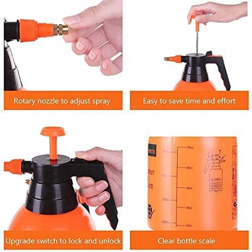 JoyTube 2Pcs Garden Pump Sprayer 68 oz/0.5 Gallon Hand Held Pressure Bottle Brass Adjustable Nozzle Large Capacity for Water Weed Flower Plant Mister Lawn Home Cleaning Washing Spray 2L-Orange
