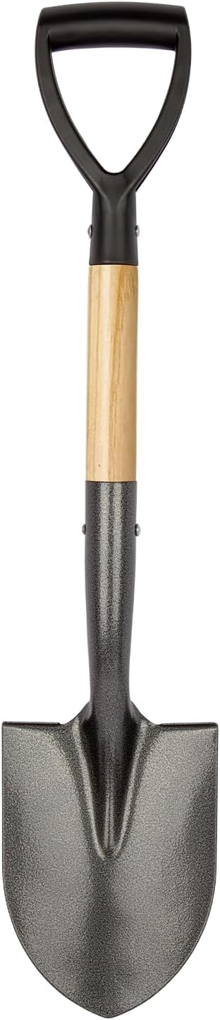 VNIMTI Shovel for Digging, Round Small Shovel with Wooden D-Handle, Metal Garden Shovel for Gardening, 28 Inches