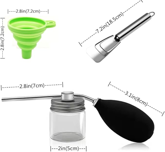 Diatomaceous Earth Applicator Garden Puffer Duster Powder Duster（Comprises a Shovel, a Hopper and a Powder Sprayer）