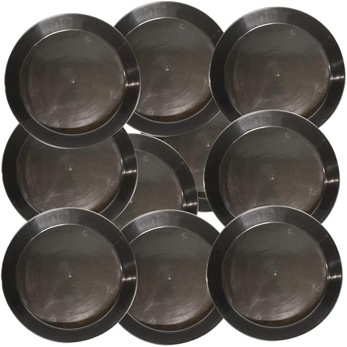 12 Inch (10.1 Inch Base) Case of 10 Plant Saucer - Black Polypropylene,Heavy Duty Indoor/Outdoor Tray and Drip Pan,Collects Flower Pot Excess Water Made in USA