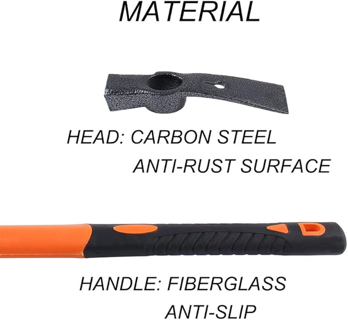 Dual Head Hammer Hoe with Heavy Duty Forged Adze and Ergonomic Non-Slip Handle for Gardening, Hunting, Landscaping Outdoor 39mm/15-Inch