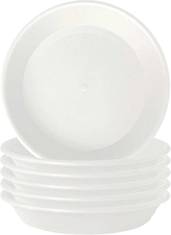 7.5 inch (5.9" at Base) Plastic Plant Saucer Pack of 6, Durable Thick Sturdy Plant Drip Trays for Indoors, Planter Saucers Flower Pot Tray Dish Plate for Outdoor