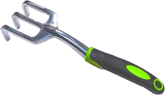 Garden Tool Set 3 Piece Gardening Tool with Rubber Non-Slip Handle, Heavy Duty Trowel Transplant Hand Rake Gardening Kit Lawn Garden Gifts