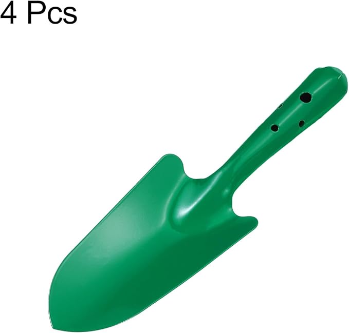 HARFINGTON 4pcs Mini Colorful Metal Hand Shovel 11" x 3" Digging Trowel Set Transplanting Garden Tools for Flower Soil Digging Planting Weeding Transplanting Garden, Green