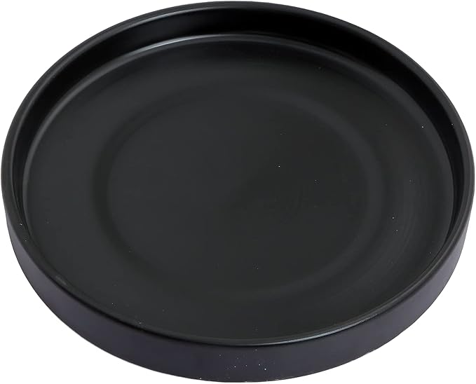15 Inch Ceramic Saucer - Ceramic Drainage Tray for Plant Pot (Matte Black)