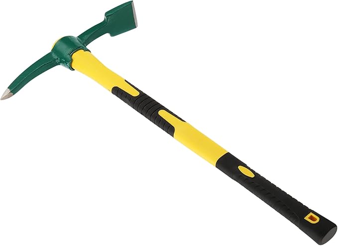 MOUYAT 23 Inch Large Pick Mattock Hoe, Garden Pick Axe Forged Steel Weeding Mattock Hoe Tool with Fiberglass Handle for Loosening Soil, Prospecting, Cultivating