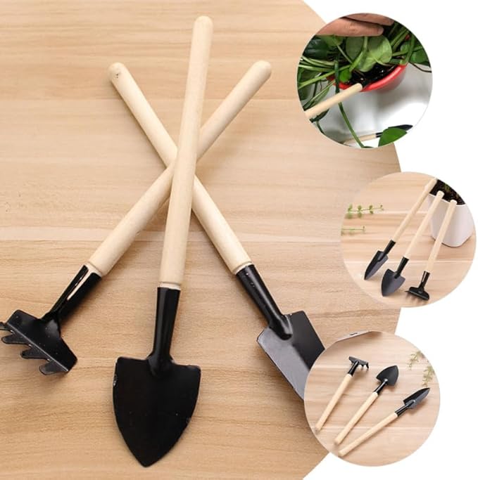 Sosoport 10 Sets Mini Tool Shovel Indoor Plant Gardening Tools Wooden Handle Weeding Trowel Digging Trowel for Flower Soil Planting Succulent