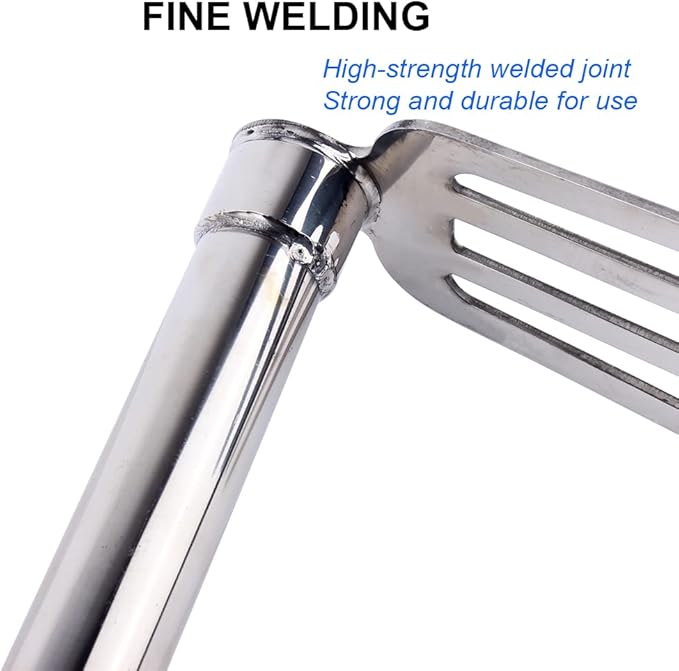 Stainless Steel Garden Cultivator Metal Hand Weather Resistant Hand Tool 15-Inch Lightweight 4 prongs Rake for Weeding Seeding Turning Soil