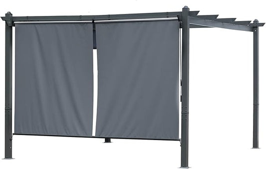 BPS 4.8x6 FT Aluminum Pergola Roller Shade - Cordless Gazebo Curtain, 2-Pack for Outdoor Pergola or Gazebo, Gray