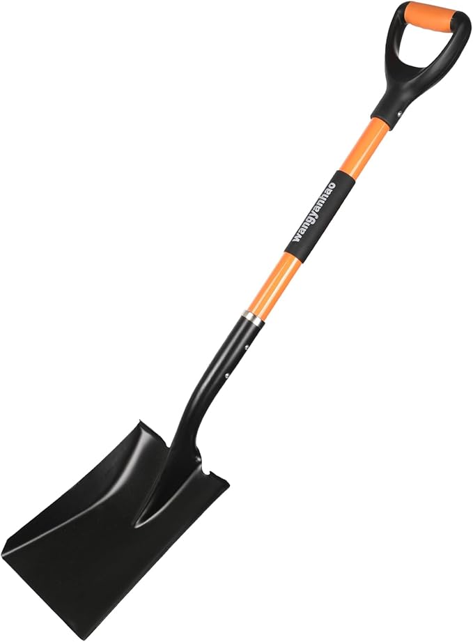 Flat Shovel，Heavy Duty Transfer Shovel with 41-Inch Long Durable Handle and Blade- Ideal for Construction, Landscaping, Gardening, and Snow Removal- Durable, Rust-Resistant, and Multipurpose Scoop.