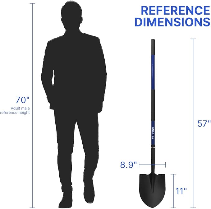 Shovel,Shovels for Digging Heavy Duty with Fiberglass Handle,Spade Shovel for Gardening Trenching Planting Transferring,57 inches,Blue