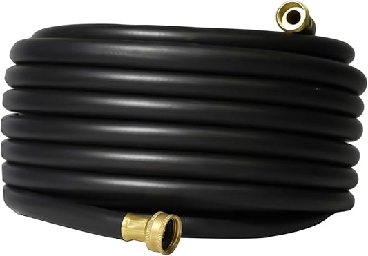 Aain 50FT 5/8 Heavy Duty Flexible Durable Rubber Garden Hose with Brass Fittings Kink Free Leakproof for Gardening Agriculture Car Washing Black