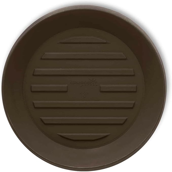 Crescent Garden Universal Round Planter Saucer – Heavy-Duty Drainage Tray for Indoor & Outdoor Use – Fits Pots with 18" Base (23.5" Total Outer Diameter) - Bark Brown