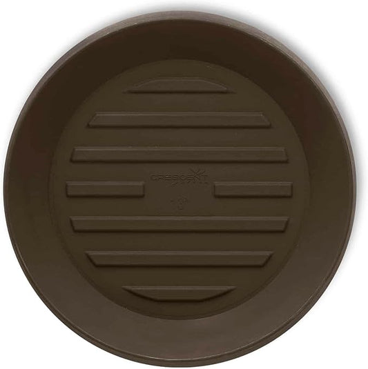 Crescent Garden Universal Round Planter Saucer – Heavy-Duty Drainage Tray for Indoor & Outdoor Use – Fits Pots with 13" Base (18" Total Outer Diameter) - Bark Brown