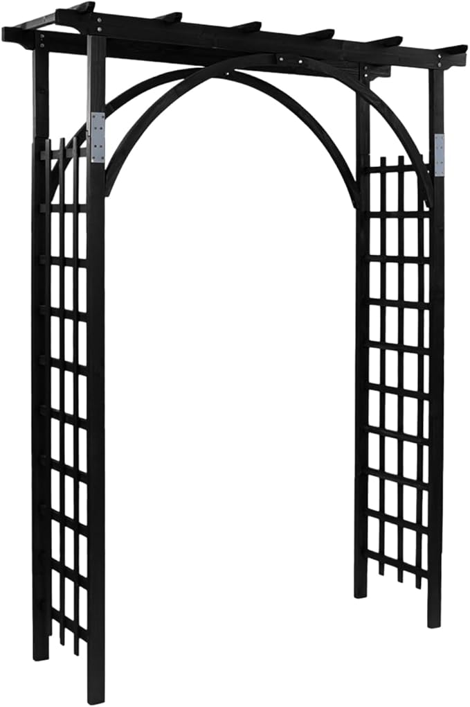 VINGLI 85in Wooden Arbor, Wedding Arch for Ceremony, Wood Trellis for Plant Climbing, Christmas Decor Pergola for Garden Backyard, Lawn (Black)