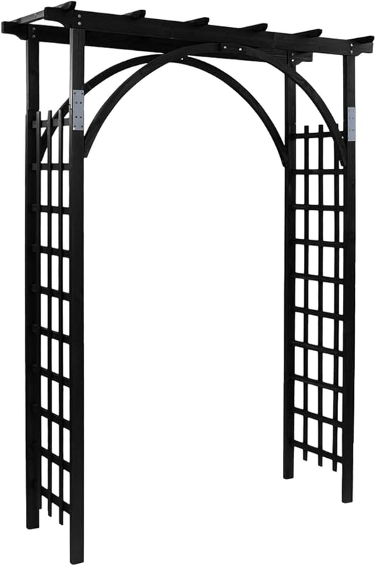 VINGLI 85in Wooden Arbor, Wedding Arch for Ceremony, Wood Trellis for Plant Climbing, Christmas Decor Pergola for Garden Backyard, Lawn (Black)
