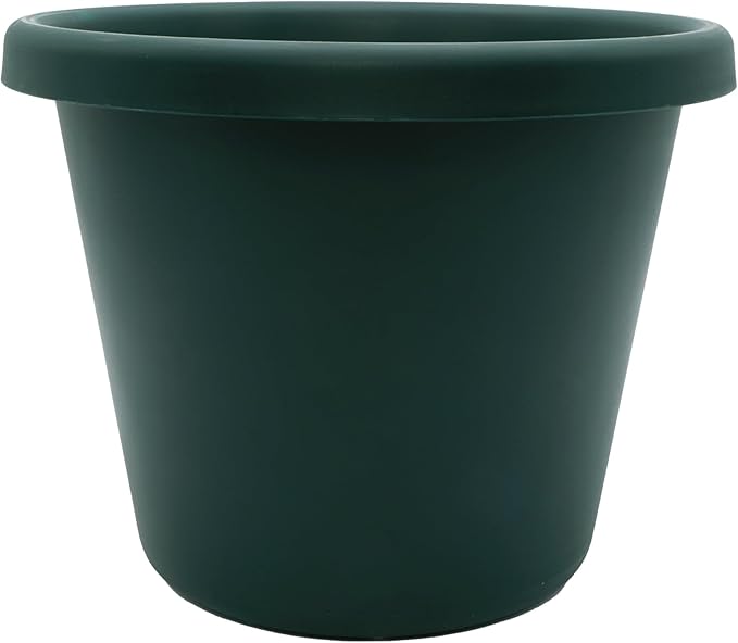 The HC Companies Classic Round Plastic Plant Pot w/Rolled Rim - Lightweight & UV Resistant Flower Pot for Herbs & More - Outdoor & Indoor Plant Pots w/Drainage (15.5 inch Evergreen, Pack of 1)