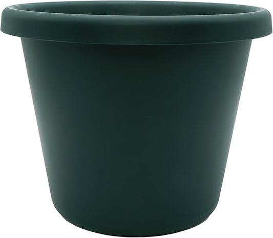 The HC Companies Classic Round Plastic Plant Pot w/Rolled Rim - Lightweight & UV Resistant Flower Pot for Herbs & More - Outdoor & Indoor Plant Pots w/Drainage (8.5 inch Evergreen, Pack of 1)