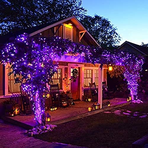 kemooie 300 LED Purple Halloween Lights, 99FT Connectable 8 Lighting Modes Plug in Fairy Lights, Waterproof for Outdoor, Halloween Christmas Wedding Party Garden Decorations (Purple