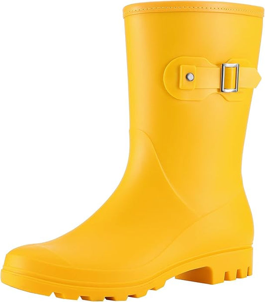 Evshine Women's Mid Calf Rain Boots Waterproof Garden Shoes