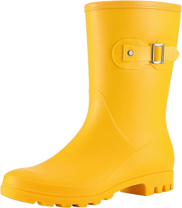 Evshine Women's Mid Calf Rain Boots Waterproof Garden Shoes