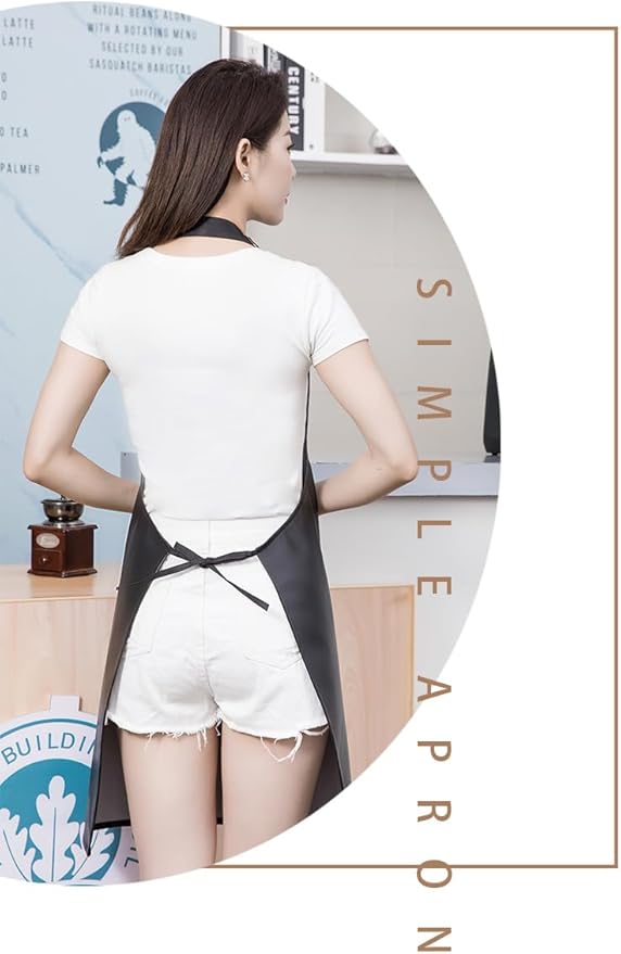 Waterproof Apron Large Pocket PU Material Waterproof Oil-proof Dust-proof Apron Black and Red