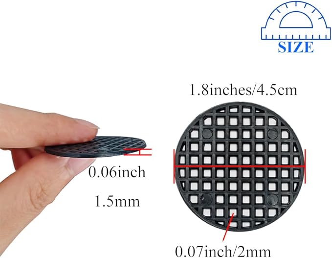 HAHIYO 50PCs 1.8Inch/4.5cm Black Round PP Plastic Flower Pot Hole Mesh Pad Bottom Grid Mat Bonsai Drainage mesh Hole Screens Gasket Prevent Soil Loss Breathable Gasket Drainage Netting for Bonsai