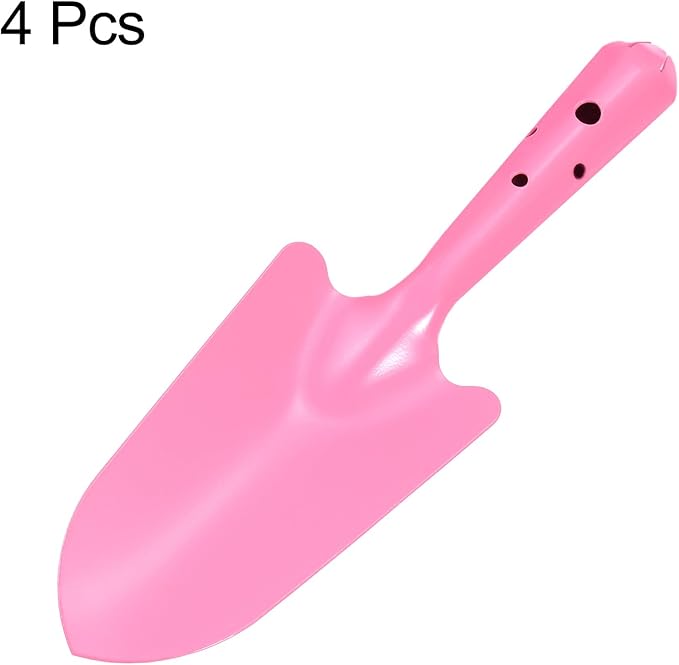 HARFINGTON 4pcs Mini Colorful Metal Hand Shovel 11" x 3" Digging Trowel Set Transplanting Garden Tools for Flower Soil Digging Planting Weeding Transplanting Garden, Pink