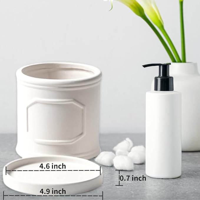 Braque Ceramic Plant Saucer 4.9 Inch, 2 Pack Round White Flower Plant Saucers for Holding Water Drips and Soil, Ceramic Drainage Tray for Plant Pots, Include Silicone Feet Protect Surface