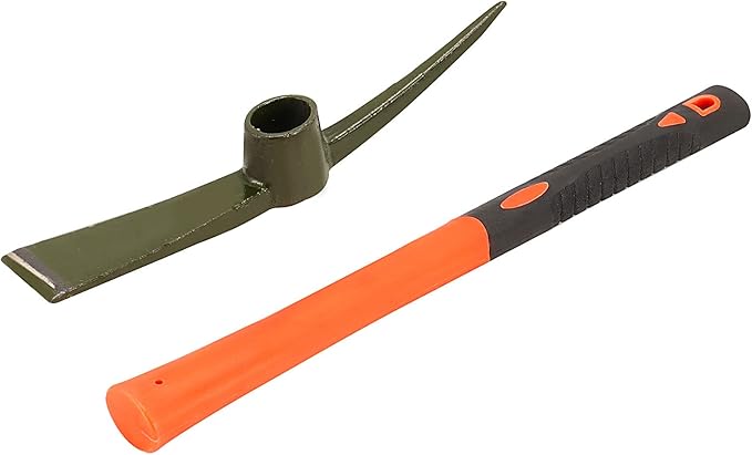 15 Inch Pick Mattock Hoe, 1.5Lbs Forged Adze Pick with Fiberglass Handle, Weeding Mattock Hoe Garden Pickaxe for Loosening, and Cultivating Vegetable Gardens or Flower Beds