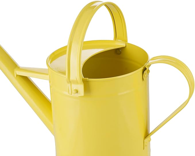 DUSVALLY Metal Watering Can 54.5 Oz Modern Style Watering Pot with Handle and Rosehead, Watering Pot for Outdoor and Indoor House Plants,Yellow