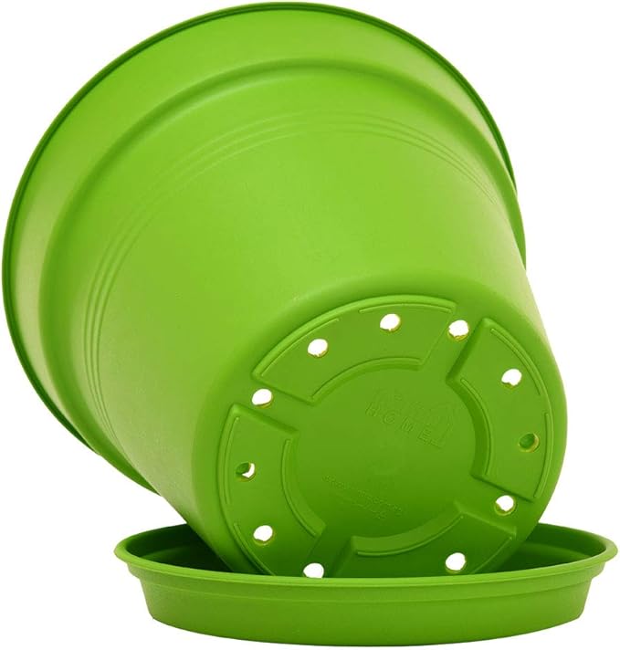 Mintra Home Garden Pots 4pk - Flowers, Herbs, Plants, Indoor, Outdoor, Colorful, Wholesale, Bulk (Light Green, 15cm Diameter (5.9in))