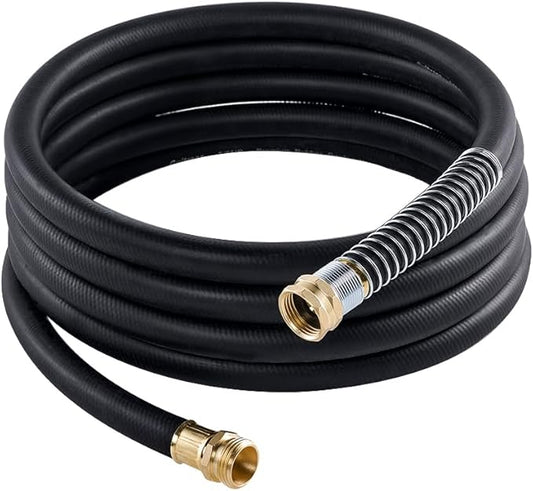 Leader Garden Hose 15ft x 5/8", Heavy Duty Short Water Hose, Male to Female Fittings, Five Layered Braiding for Durability, 1000PSI Burst, 200PSI Working (Black)