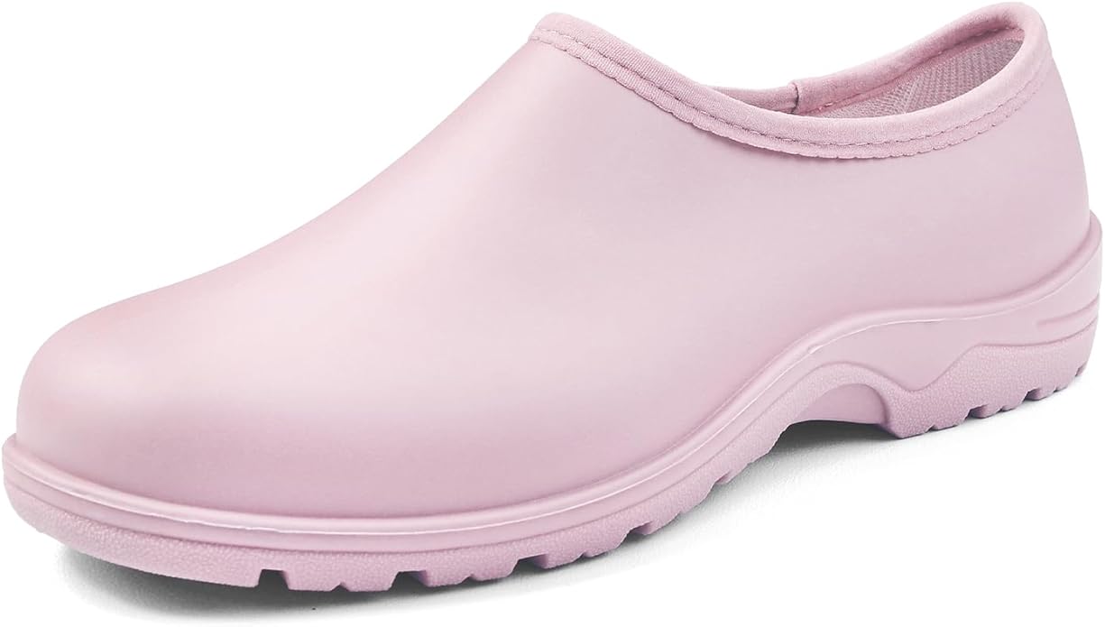 DKSUKO Waterproof Garden Shoe for Women Outdoor Slip-On Rain Boots Short Ankle Work Shoes and Garden Clogs with Comfort Insole
