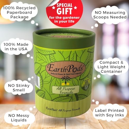 EarthPods® Indoor Plant Food Spikes – 100 Slow-Release Organic Fertilizer Capsules | Mess-Free Nutrition for Houseplants | Made in USA