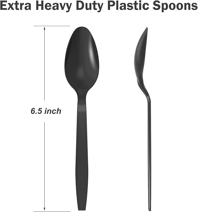 360 Count Black Plastic Spoons Disposable, BPA-Free, Heat Resistant, Solid and Durable Disposable Spoons Heavy Duty Bulk, Premium Spoons plastic disposable for Party Supply
