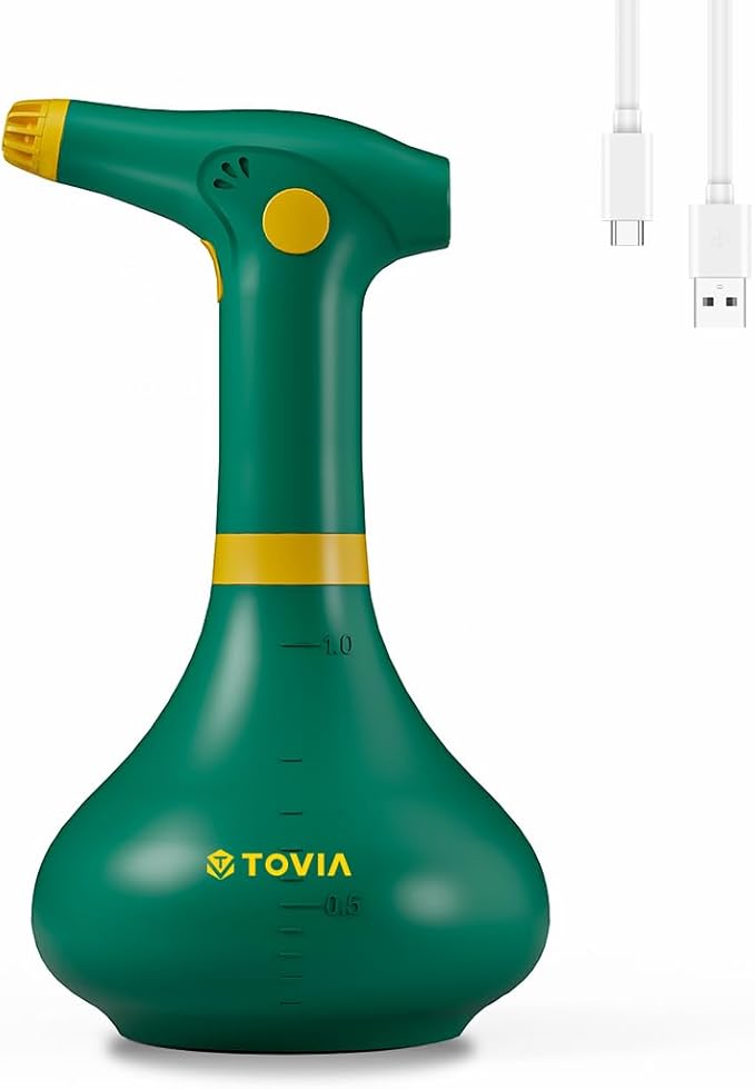 T TOVIA: Garden Sprayer 1 Liter Battery Spray Bottle Powered Electric, Rechargeable, Portable Garden and Plant Sprayer, Mister, for Outdoor and Indoor Plants,Cleans and Gardens, Handheld Powered