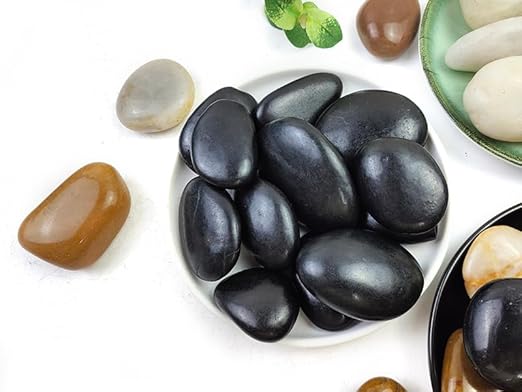 Polished Black River Rocks - 2-3 inch 20LB High Polished Decorative Pebbles, Stones for Landscaping, Natural River Rocks for Outdoor Décor, Plants,Vase Filler,Fish Tank
